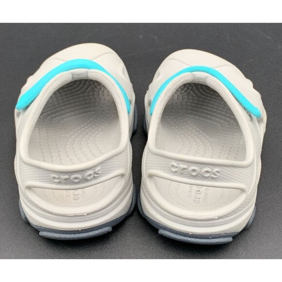 Crocs Shoes Toddler Kids All Terrain Fisherman C6 Atmosphere Gray & Blue Strap - Picture 2 of 7